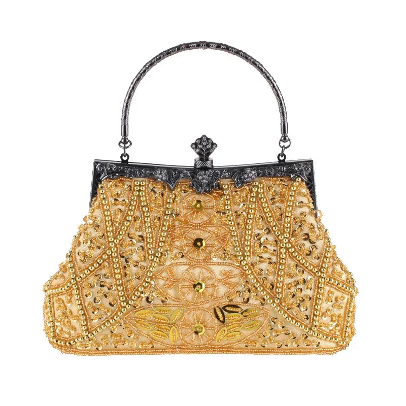 Retro Handbag Luxury Evening Clutch Bag Pearl Embroidered Design Ladies Wedding Party Dinner Bags for Women Purse High Quality