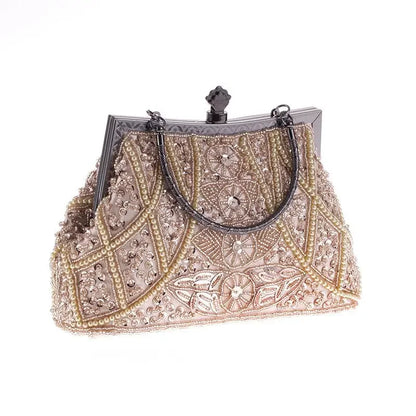Retro Handbag Luxury Evening Clutch Bag Pearl Embroidered Design Ladies Wedding Party Dinner Bags for Women Purse High Quality