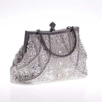 Retro Handbag Luxury Evening Clutch Bag Pearl Embroidered Design Ladies Wedding Party Dinner Bags for Women Purse High Quality