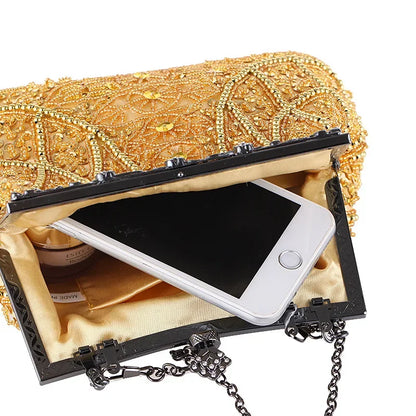 Retro Handbag Luxury Evening Clutch Bag Pearl Embroidered Design Ladies Wedding Party Dinner Bags for Women Purse High Quality