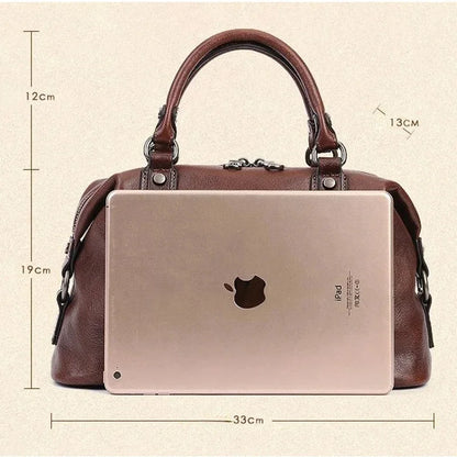 Retro Handmade Women Handbag For Ladies Genuine Leather Should Bags Bohemian Style Soft Cow Boston High-capacity Luxury Handbags