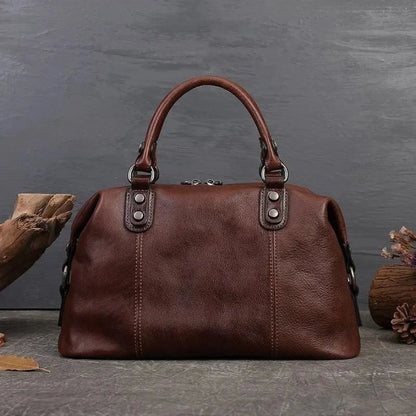 Retro Handmade Women Handbag For Ladies Genuine Leather Should Bags Bohemian Style Soft Cow Boston High-capacity Luxury Handbags