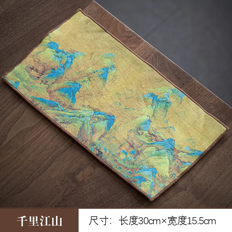 Retro High-grade Double-sided Tea Towel Tea Ceremony with Cloth Thickened Strong Water-absorbent Suede Non-woven Towel