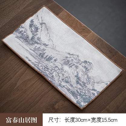 Retro High-grade Double-sided Tea Towel Tea Ceremony with Cloth Thickened Strong Water-absorbent Suede Non-woven Towel