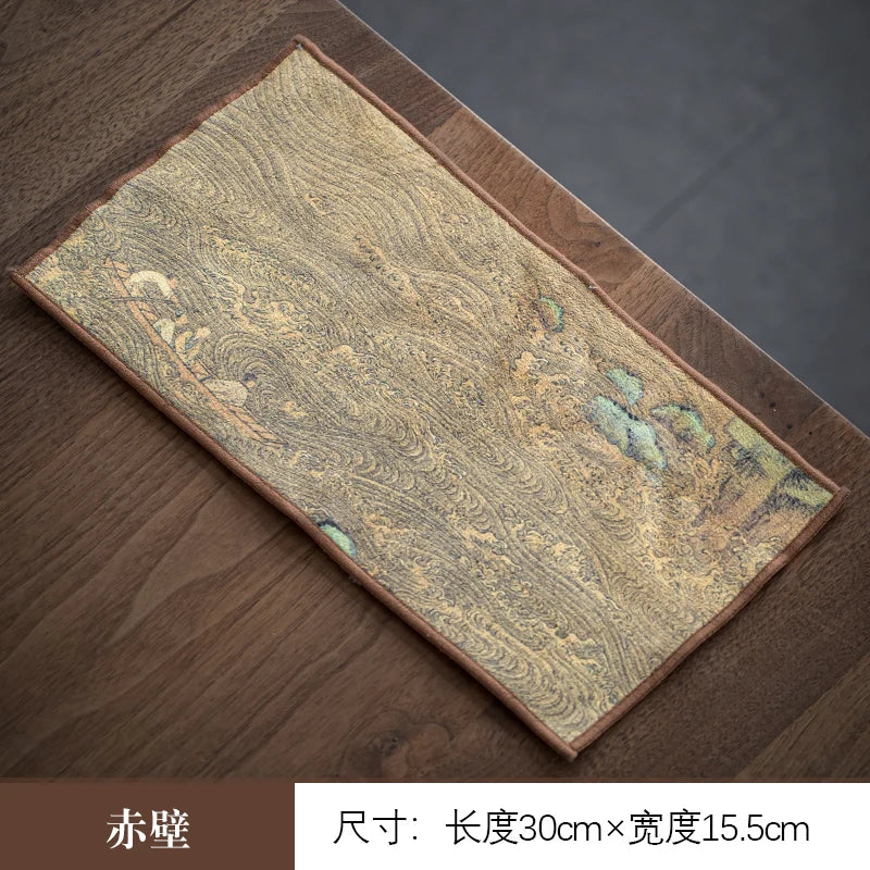 Retro High-grade Double-sided Tea Towel Tea Ceremony with Cloth Thickened Strong Water-absorbent Suede Non-woven Towel