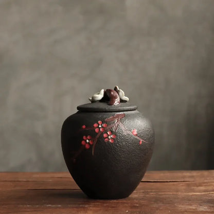 Retro Large Capacity Ceramics Tea Caddy Travel Tea Bag Sealed Tea Jar Coffee Canister Spice Organizer Household Storage Tank