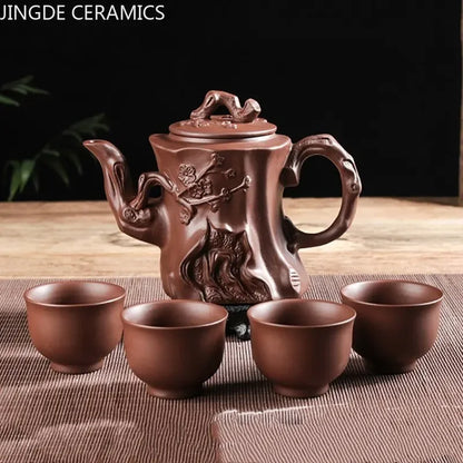 Retro Large Capacity Purple Clay Teapots Handmade Raw Ore Zisha Tea Pot Chinese Filter Beauty Kettle Tea Sets Accessories