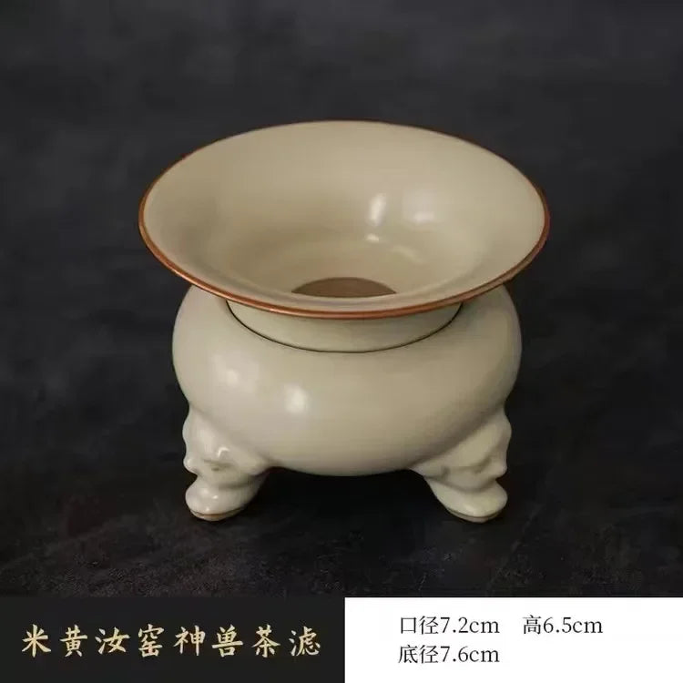 Retro Large Ceramic Tea Brewing Cup Set, Teacup, Anti-Scald, Beige Gracked Glaze, Single, Retro, Plum Blossom, Household