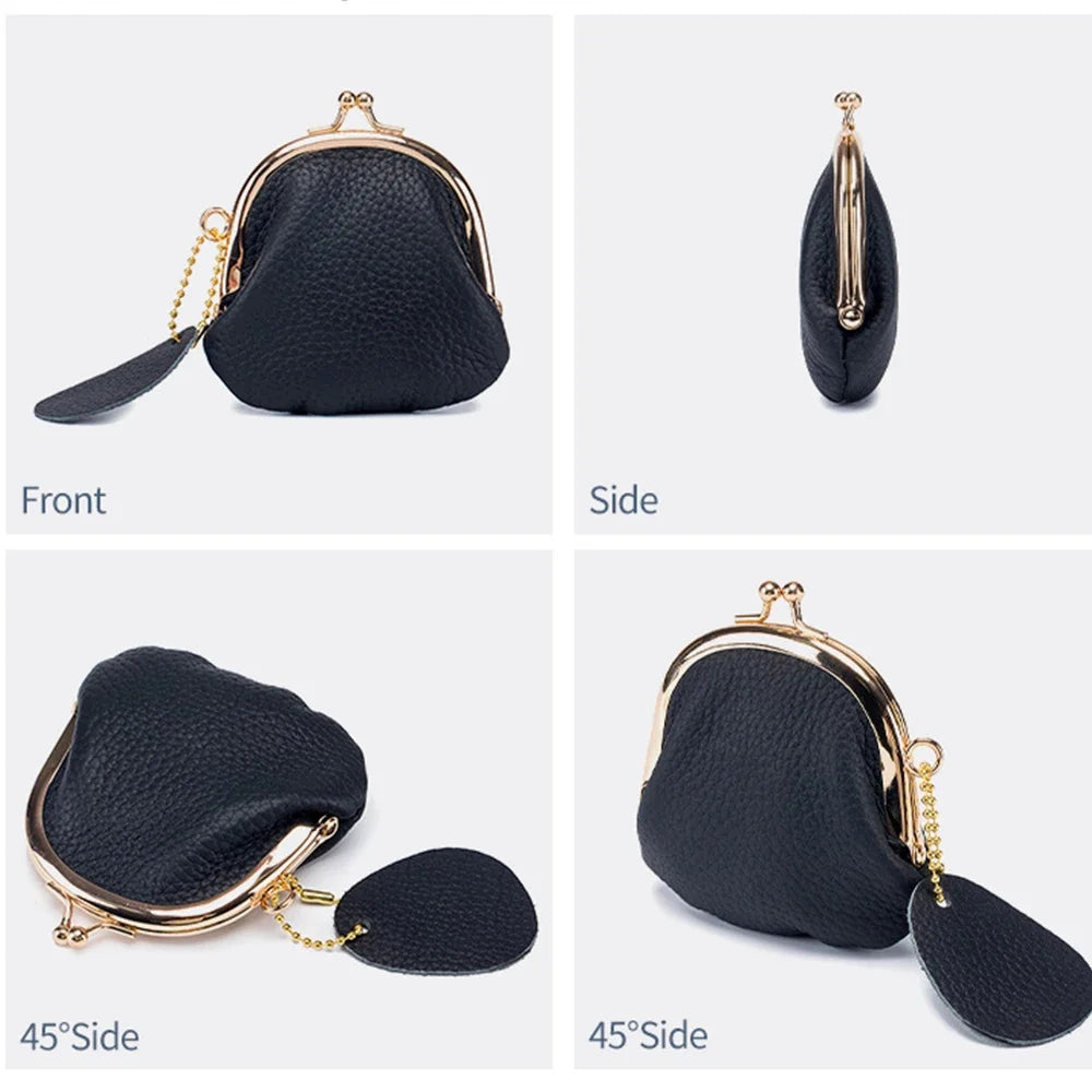 Retro Mini Lock Clip Purse Daily Portable Cute Handheld Lipstick Storage for Girls Kiss-lock Simple Key Bag Coin Pouch