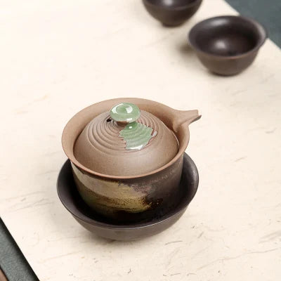 Retro Ore Stone Filter Teapot Hand-carrying Ceramic Stoneware Pot Without Glaze Kung Fu Black Tea Xishi Firewood Pot Teaware