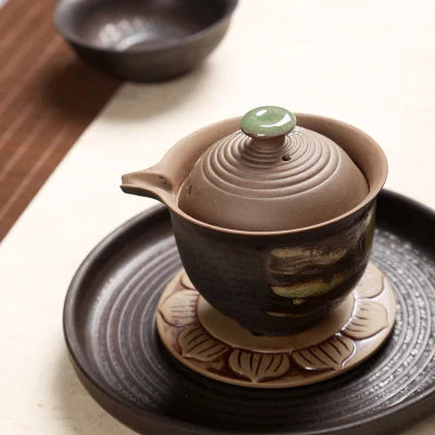 Retro Ore Stone Filter Teapot Hand-carrying Ceramic Stoneware Pot Without Glaze Kung Fu Black Tea Xishi Firewood Pot Teaware