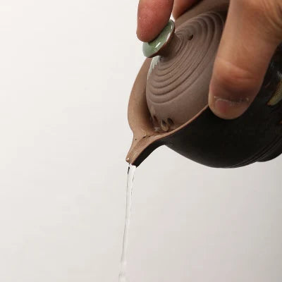 Retro Ore Stone Filter Teapot Hand-carrying Ceramic Stoneware Pot Without Glaze Kung Fu Black Tea Xishi Firewood Pot Teaware