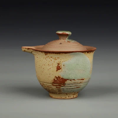 Retro Ore Stone Filter Teapot Hand-carrying Ceramic Stoneware Pot Without Glaze Kung Fu Black Tea Xishi Firewood Pot Teaware