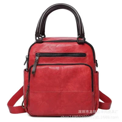 Retro PU Leather Backpack Women's Multifunctional Fashion Shoulder Bag Leisure Slung Handbag