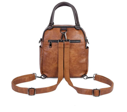 Retro PU Leather Backpack Women's Multifunctional Fashion Shoulder Bag Leisure Slung Handbag