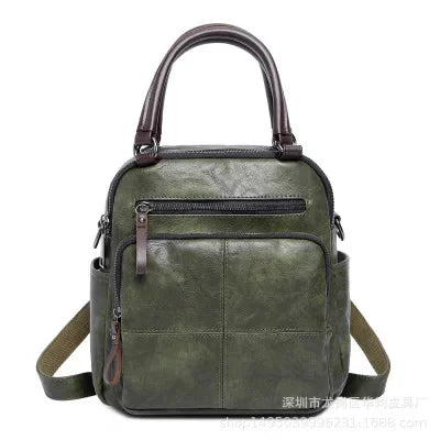 Retro PU Leather Backpack Women's Multifunctional Fashion Shoulder Bag Leisure Slung Handbag