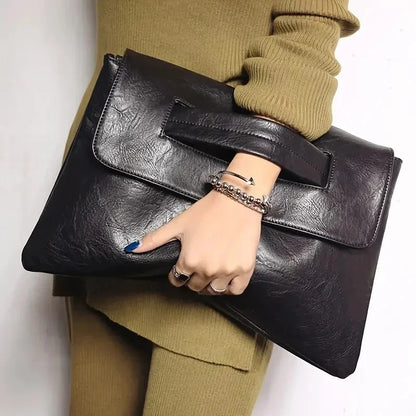 Retro PU Leather Clutch Large Capacity Crossbody Bag, Flap Laptop Handbag For Macbook
