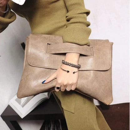 Retro PU Leather Clutch Large Capacity Crossbody Bag, Flap Laptop Handbag For Macbook