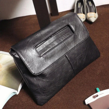 Retro PU Leather Clutch Large Capacity Crossbody Bag, Flap Laptop Handbag For Macbook