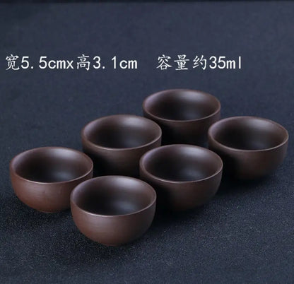 Retro Purple Sand Ceramic Tea Cup Set, Kungfu Tea Cup, Master Cup, Dragon Phoenix, Household Accessories