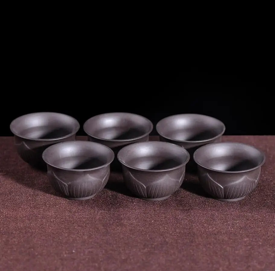 Retro Purple Sand Ceramic Tea Cup Set, Kungfu Tea Cup, Master Cup, Dragon Phoenix, Household Accessories