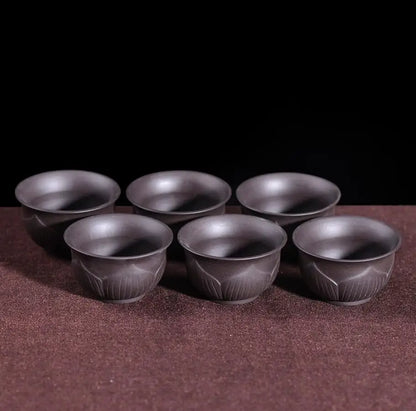 Retro Purple Sand Ceramic Tea Cup Set, Kungfu Tea Cup, Master Cup, Dragon Phoenix, Household Accessories
