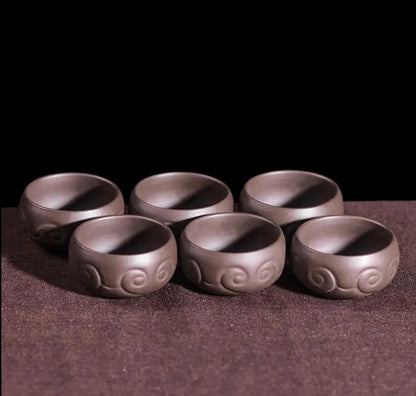 Retro Purple Sand Ceramic Tea Cup Set, Kungfu Tea Cup, Master Cup, Dragon Phoenix, Household Accessories