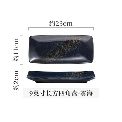 Retro Rectangular Sushi Plate Japanese Ceramic Plates Western Food Plate Home Dinner Set Plates and Dishes Kitchen Accessories