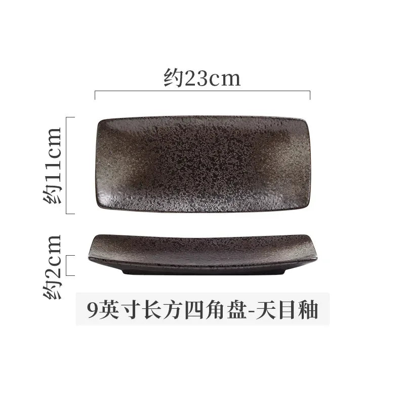 Retro Rectangular Sushi Plate Japanese Ceramic Plates Western Food Plate Home Dinner Set Plates and Dishes Kitchen Accessories