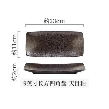 Retro Rectangular Sushi Plate Japanese Ceramic Plates Western Food Plate Home Dinner Set Plates and Dishes Kitchen Accessories
