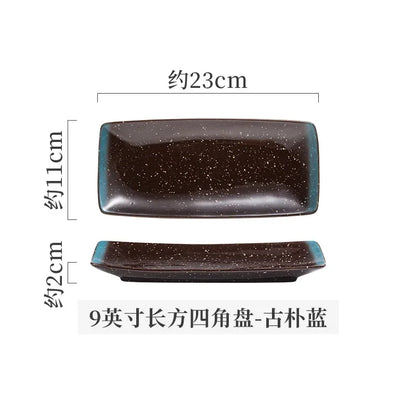 Retro Rectangular Sushi Plate Japanese Ceramic Plates Western Food Plate Home Dinner Set Plates and Dishes Kitchen Accessories