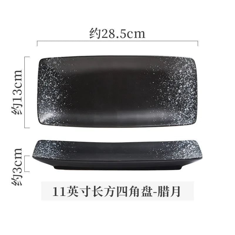 Retro Rectangular Sushi Plate Japanese Ceramic Plates Western Food Plate Home Dinner Set Plates and Dishes Kitchen Accessories