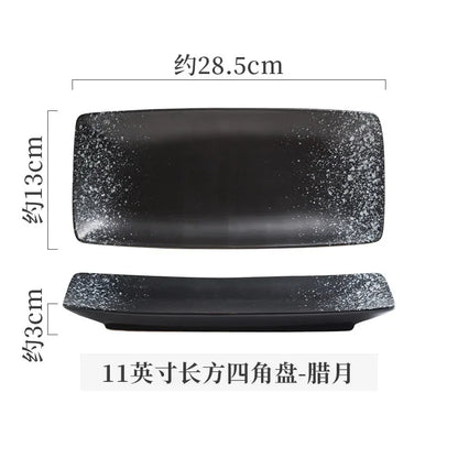 Retro Rectangular Sushi Plate Japanese Ceramic Plates Western Food Plate Home Dinner Set Plates and Dishes Kitchen Accessories