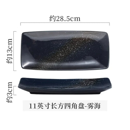 Retro Rectangular Sushi Plate Japanese Ceramic Plates Western Food Plate Home Dinner Set Plates and Dishes Kitchen Accessories