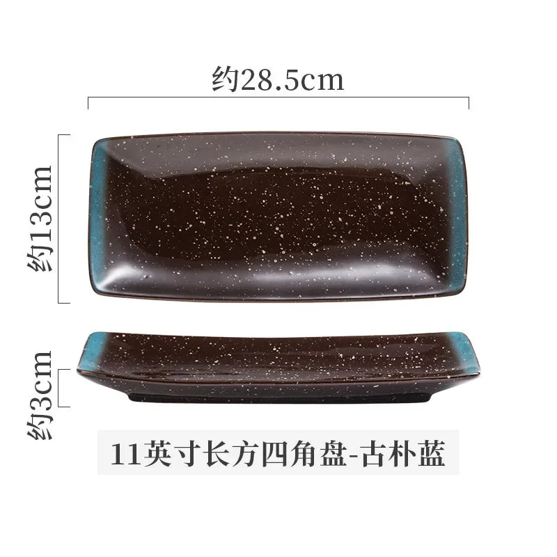 Retro Rectangular Sushi Plate Japanese Ceramic Plates Western Food Plate Home Dinner Set Plates and Dishes Kitchen Accessories