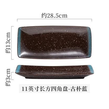 Retro Rectangular Sushi Plate Japanese Ceramic Plates Western Food Plate Home Dinner Set Plates and Dishes Kitchen Accessories