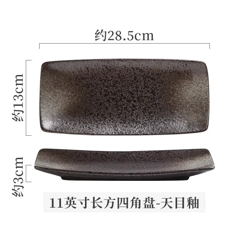 Retro Rectangular Sushi Plate Japanese Ceramic Plates Western Food Plate Home Dinner Set Plates and Dishes Kitchen Accessories
