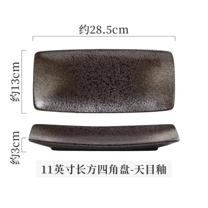 Retro Rectangular Sushi Plate Japanese Ceramic Plates Western Food Plate Home Dinner Set Plates and Dishes Kitchen Accessories