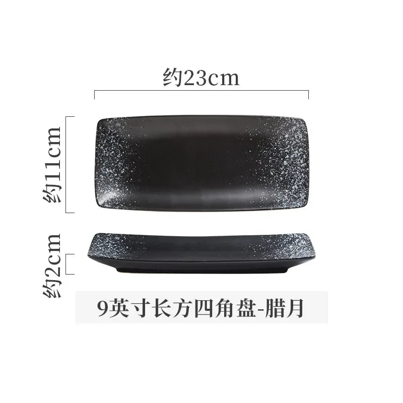 Retro Rectangular Sushi Plate Japanese Ceramic Plates Western Food Plate Home Dinner Set Plates and Dishes Kitchen Accessories