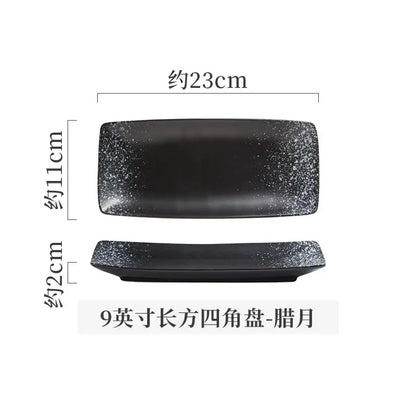 Retro Rectangular Sushi Plate Japanese Ceramic Plates Western Food Plate Home Dinner Set Plates and Dishes Kitchen Accessories