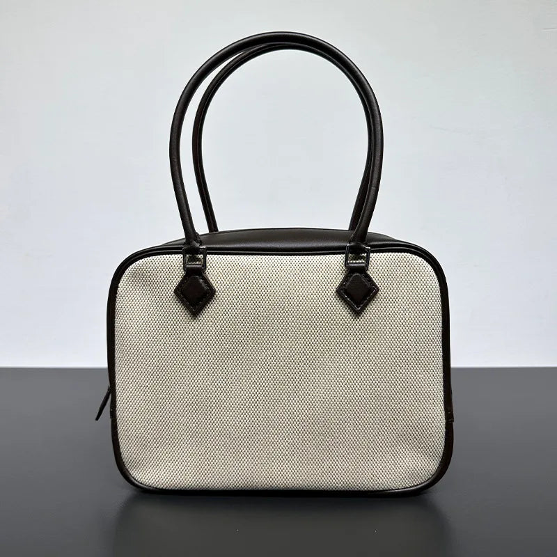 Retro Solid Vintage Handbag Large Capacity Commuter Briefcase Versatile Portable One Shoulder Crossbody Practical Purses Clutch