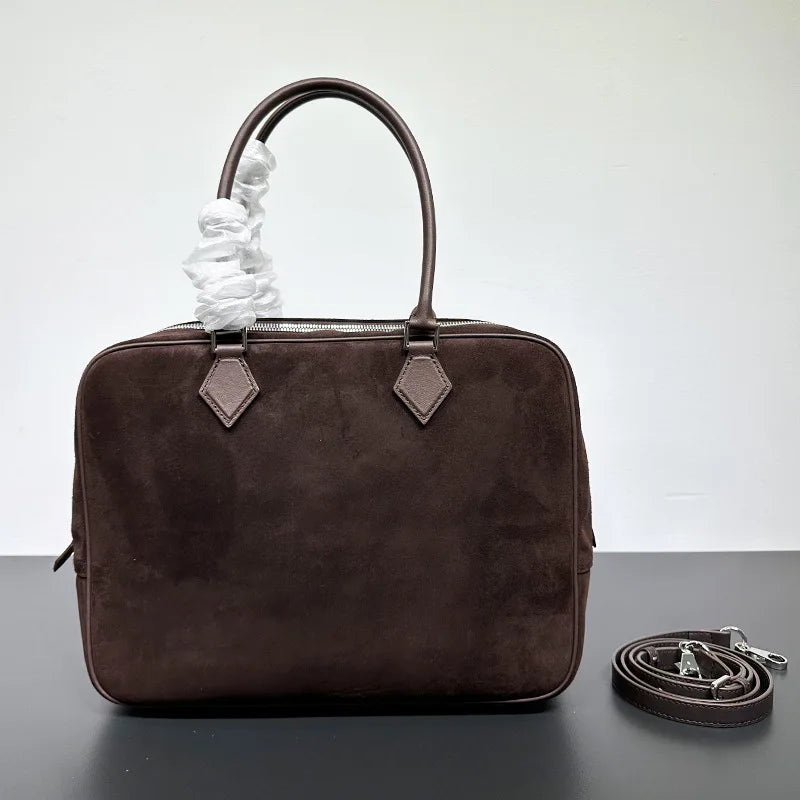 Retro Solid Vintage Handbag Large Capacity Commuter Briefcase Versatile Portable One Shoulder Crossbody Practical Purses Clutch