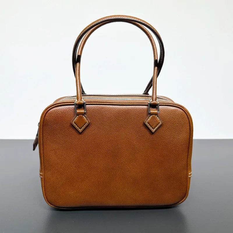 Retro Solid Vintage Handbag Large Capacity Commuter Briefcase Versatile Portable One Shoulder Crossbody Practical Purses Clutch