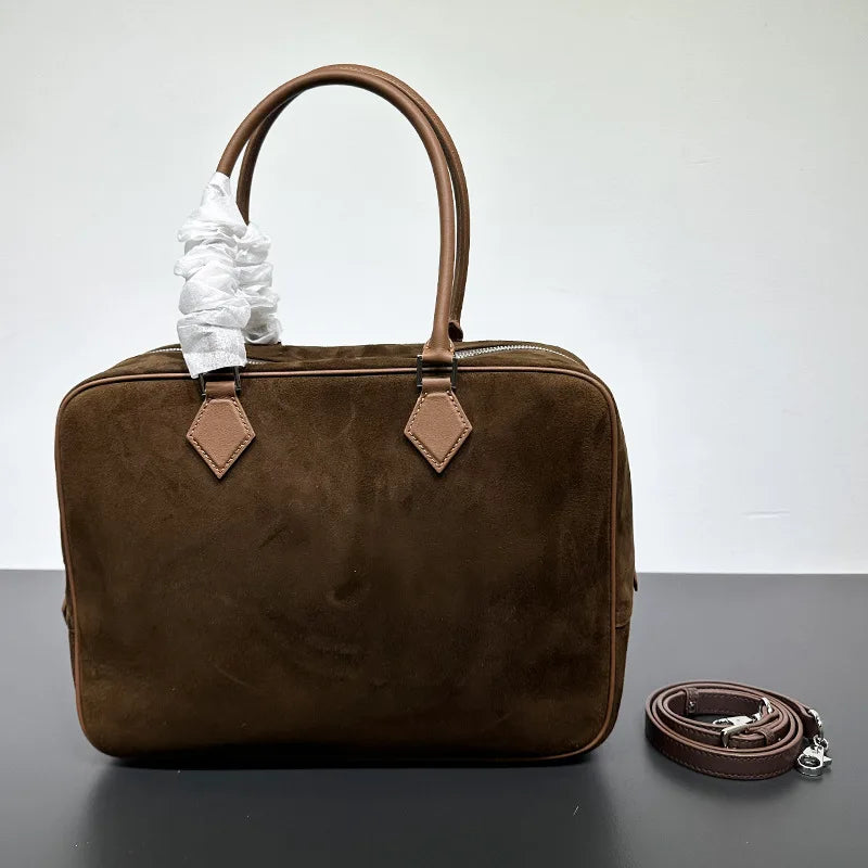Retro Solid Vintage Handbag Large Capacity Commuter Briefcase Versatile Portable One Shoulder Crossbody Practical Purses Clutch