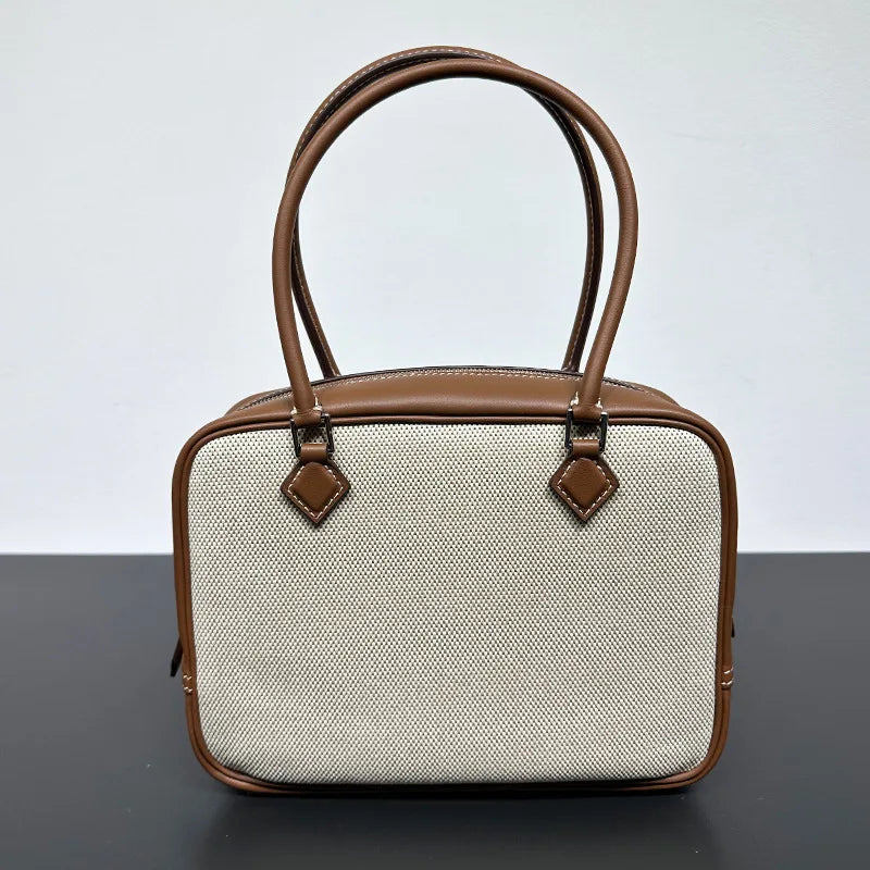 Retro Solid Vintage Handbag Large Capacity Commuter Briefcase Versatile Portable One Shoulder Crossbody Practical Purses Clutch