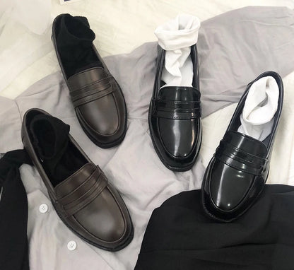Retro Style Japanese Student Shoes Girl Lolita JK Uniform Shoes Women PU Leather Block Heels Loafers Shoes