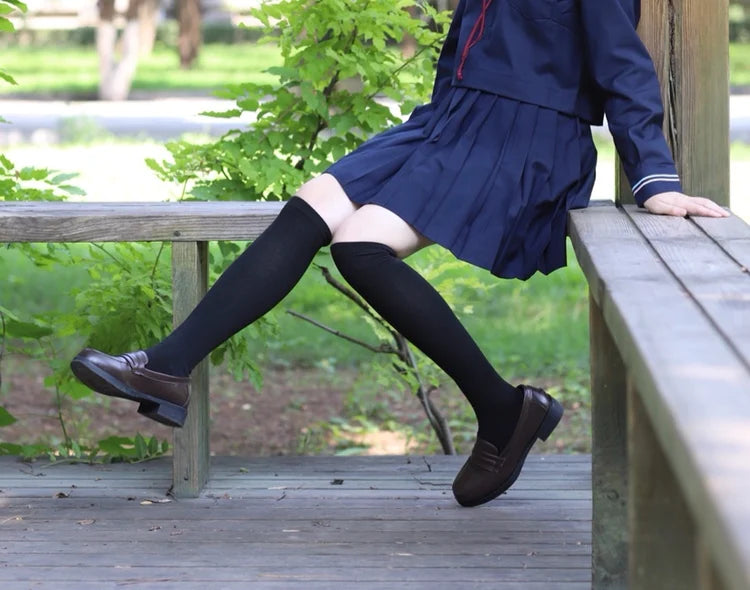Retro Style Japanese Student Shoes Girl Lolita JK Uniform Shoes Women PU Leather Block Heels Loafers Shoes