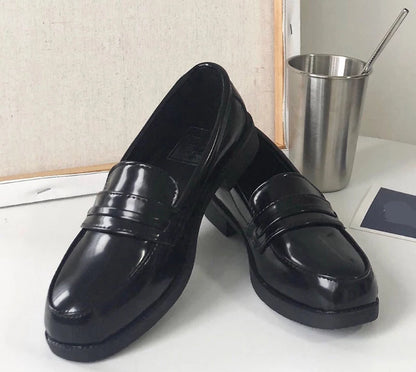 Retro Style Japanese Student Shoes Girl Lolita JK Uniform Shoes Women PU Leather Block Heels Loafers Shoes
