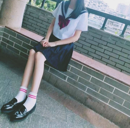 Retro Style Japanese Student Shoes Girl Lolita JK Uniform Shoes Women PU Leather Block Heels Loafers Shoes