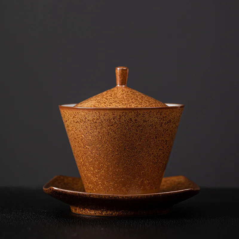 Retro Style Kiln Change Gaiwan Exquisite Ceramics Tea Bowl with Saucer Lid Kit Master Tea Tureen Home Teaware Drinkware